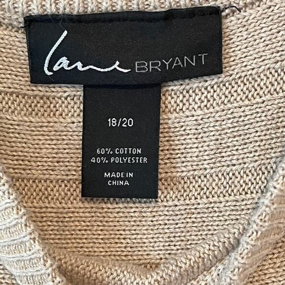 Lane Bryant Popover Knit Wide Crewneck Side Zipper Detail Tan Sweater Plus 18/20 - Picture 6 of 7
